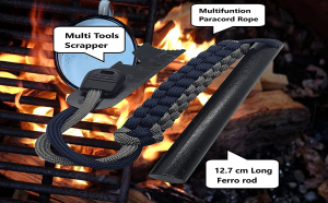 12.7 Cm Ferrocerium Ferro Rod Flint Fire Starter Waterproof for Camping, Hiking and Emergency