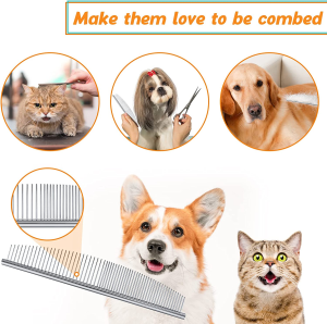 PETTOM Cat Comb Dog Grooming Remove Matted Fur Half Moon Pet Comb Stainless Steel Teeth Arc Design for Lose Hair Tangles and Knots