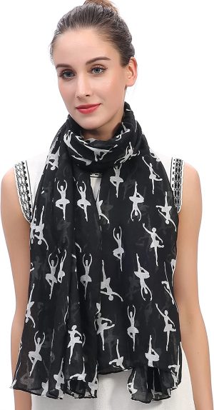 Lina & Lily Ballerinas Dancers Print Women’S Large Scarf Lightweight