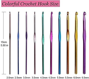 BECOMTO 100Pcs Crochet Hook Needles for Crocheting,Knitting & Crochet Supplies Set with Case,Diy Craft Yarn Mixed Aluminum Multicolor Knitting Needles Sewing Tools,Great for Mom Women