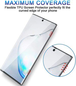 T Tersely Screen Protector for Samsung Galaxy Note 10+ / 5G, [2 Pack] Full Cover Support Fingerprint Unlock, HYDROGEL Aqua Screen Protector Curved for Samsung Note 10 plus (Pro) [Case Friendly]