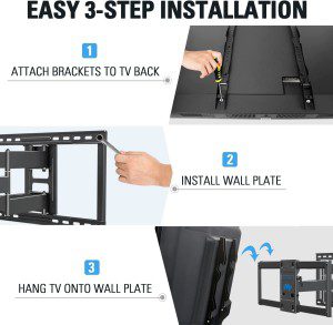 Mounting Dream TV Wall Mount TV Bracket for Most 42-90 Inch TV, UL Listed Full Motion TV Mount with Articulating Arms, Max VESA 800X400Mm 132 Lbs. Loading, Fits 16″, 18″, 24″ Studs MD2298-XL-04