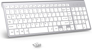 Wireless Keyboard Bluetooth, Bluetooth Keyboard with Number Pad, J JOYACCESS Dual Mode Slim Keyboard Connects up to 3 Devices for Imac/Mac,Macbook, Ipad,Laptop,Android,Windows-Pink