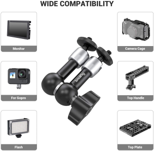 SMALLRIG 5.5″ Articulating Magic Arm Monitor Mount with Both 1/4″ Screw for LCD Monitor, LED Lights Camera- 2065B