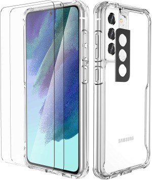 Oretech Samsung Galaxy S21 FE Case with [2 X Tempered Glass Screen Protector][Camera Lens Protector] Shockproof Protective Hard PC TPU Clear Case for Galaxy S21 FE Case 5G -6.4″ Clear