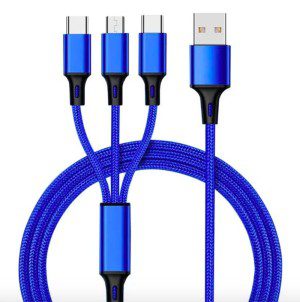 2.8A Fast Charging Cable Multi 3 in 1 Charger USB Data Cable for Iphone, Android Type C Mobile Phone