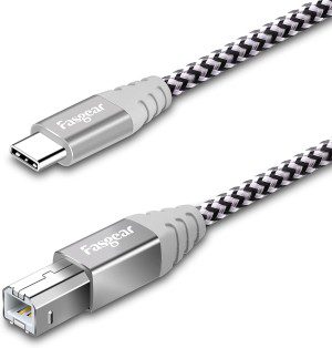 USB C to USB B Printer Cable Fasgear 1 Pack 10Ft/3M USB 2.0 Type C to Type B Scanner Braided Cord Compatible for Sam-Sung Epson HP Canon Brother Printer|Yamaha Digital Piano Midi Keyboard DAC |Gray