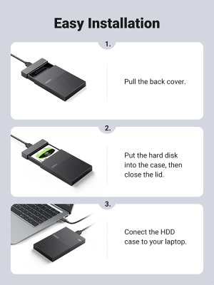 UGREEN Hard Drive Enclosure 2.5 Inch SATA to USB 3.0 Tool-Free 7Mm 9.5Mm SSD HDD Case with UASP, External Computer Laptop Hard Disk Enclosure Compatible with Samsung Seagate WD Toshiba