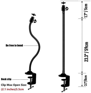 Webcam Stand – 25 Inch Gooseneck Clamp Desk Webcam Mount Arm for Logitech Webcam C920S C920 C930E C922X C930 C922 C925E C615 Brio – Acetaken