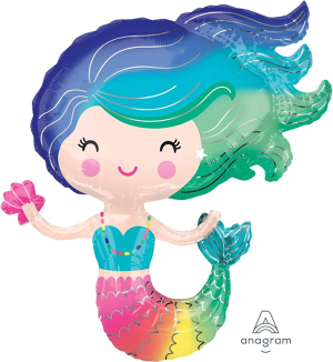 Anagram Supershape XL Colourful Mermaid P35 Foil Balloon, Multicolour