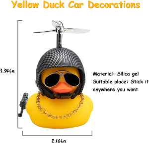 Wonuu Rubber Duck Car Ornaments, Squeeze Duck Dashboard Decorations Kids Bicycle Decor for Cycling Motorcycle & Bicycle Accessories Decorations (Black and White Grid)