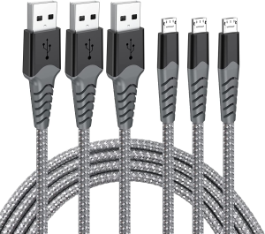 AHGEIIY Micro USB Cable [2M, 3Pack] Android Charger Cable Nylon Braided Cord 18W High Speed Micro USB to USB 2.0 for Samsung Galaxy S7 S6, Note LG Nexus Nokia Kindle PS4 Controller Xbox One Controller