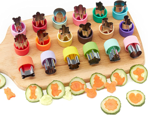 AIMEETO Vegetable Cutter Shapes Set 18Pcs Mini Sizes Cookie Cutters Set Fruit Cookie Pastry Stamps Mold