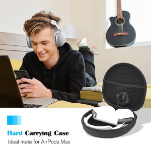 Procase Hard Case for New Airpods Max, Travel Carrying Headphone Case with Silicone Earpad Cover & Mesh Pocket, Airpods Max Protective Portable Storage Bag -Black