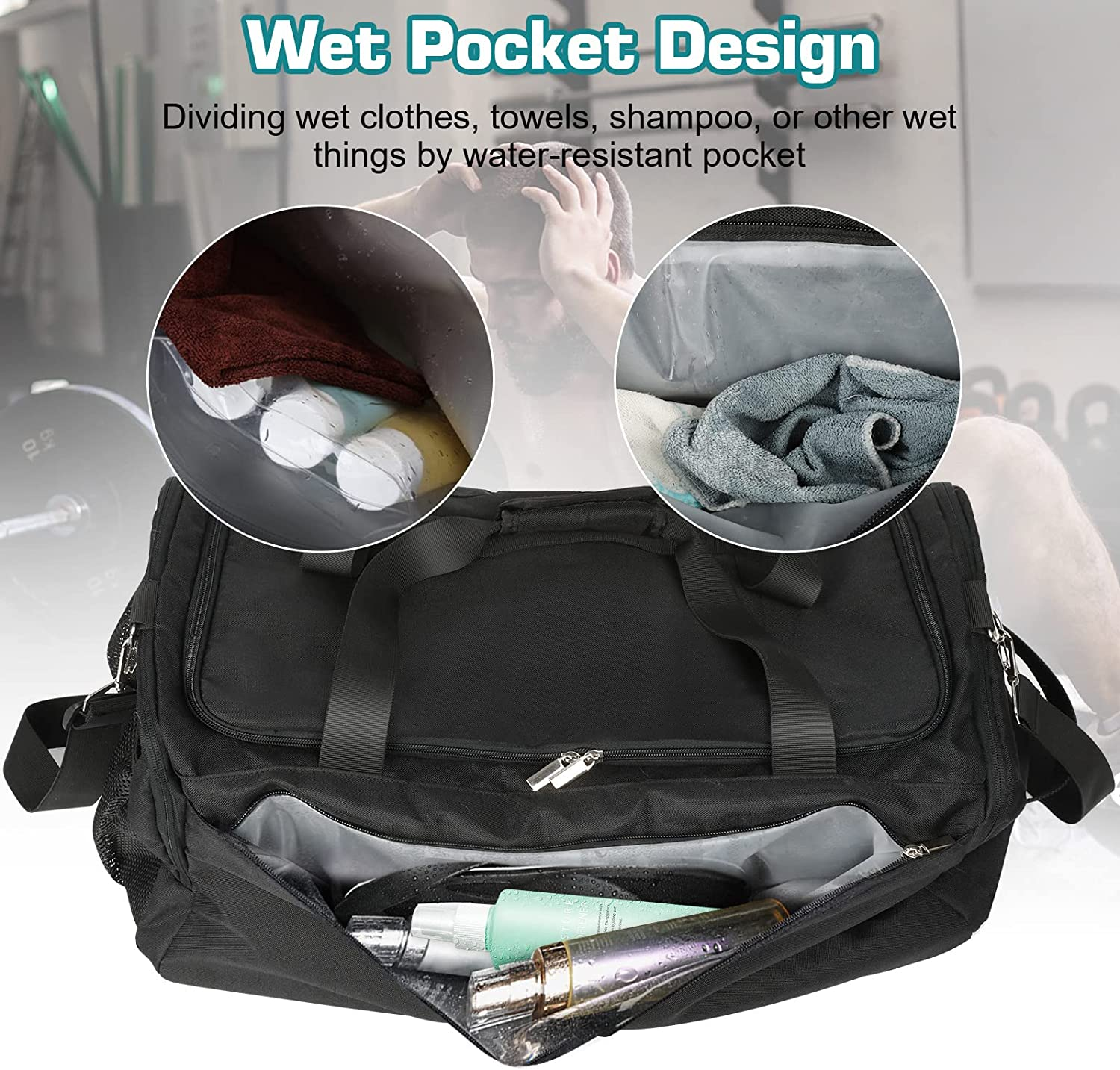 Gym bag with compartment for wet clothes online