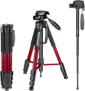 Neewer Portable Aluminum Alloy Camera 2-In-1 Tripod Monopod Max. 70″/177 Cm with 3-Way Swivel Pan Head and Carrying Bag for DSLR,DV Video Camcorder