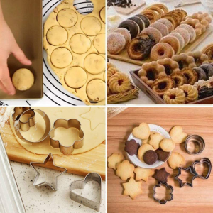 24-Piece Stainless Steel Mini Geometric Shaped Cookie Biscuit Cutter Set Square Heart Triangle round Flower Star Baking Molds to Cut Out Pastries, Dough, Pie Crust,Fruit,Fondant & Clay (Hexagon)