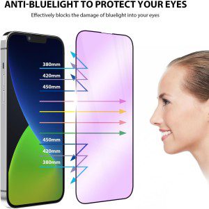 [2 Pack] ZUSLAB Anti-Blue Light Screen Protector for Iphone 14 / Iphone 13 Pro/Iphone 13 Eye Protection Tempered Glass Film for Apple