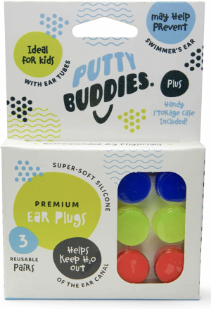 PUTTY BUDDIES Original Swimming Earplugs 3-Pair Pack (Purple/Teal/Magenta)