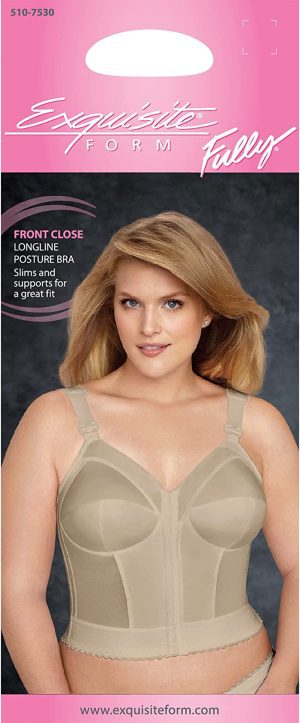 EXQUISITE FORM 5107530 Fully Slimming Wireless Back & Posture Support Longline Bra with Front Closure