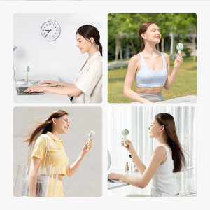 JISULIFE Mini Handheld Fan, Unique Design Portable Fan, Personal Hand Fan USB Rechargeable with Powerful Trubo Wind, Battery Operated Small Pocket Fan for Eyelash/Makeup/Kids/Cooling-Green