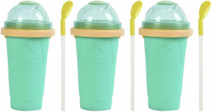 Slushie Maker Cup Quick Freeze Magic Squeeze Cup Milkshake Cup Ice Cream Maker (3, Green)