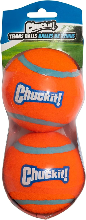 Chuckit! 74023 Tennis Ball, Medium, 2.5″, 2 Pack, Orange/Blue