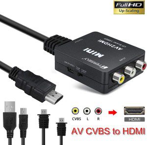 T Tersely RCA to HDMI Converter – AV Composite to 1080P HDMI, Plug & Play, Supporting PAL/NTSC Compatible with Tv/Pc/Ps3/Stb/Xbox Vhs/Vcr/Blue-Ray DVD Players Upscaling