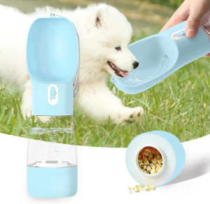 Portable Dog Water Bottle,Dogwater Bottles for Walking Can Carry Dog Food,Multi-Function Travel Dog Bowls,Can Disassemble Pet Water Dispenser Combination,Try in Cats and Dogs (Blue)