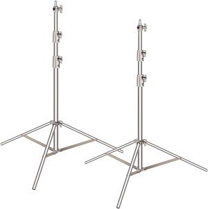 Neewer 2 Pieces Light Stand Kit, 102″/260Cm Stainless Steel Heavy Duty with 1/4″ to 3/8″ Adapter for Studio Softbox, Monolight and Other Photographic Equipment