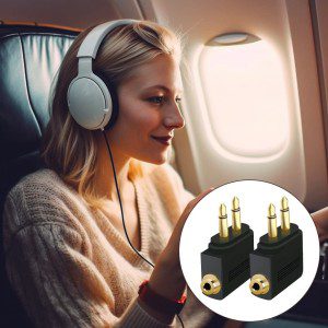 [3 Pack] T Tersely Airplane Headphone Audio Adapter, for Audio Jack to Plug Air Plane Flight Connector Dual Socket Earphone Dual 3.5Mm Male to 3.5Mm Female, Headset Adaptor Fits Bose Beats