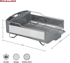 Kitchenaid KNS896BXGRA Full Size Dish Rack, Light Grey