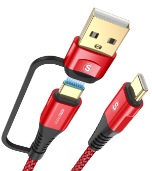 USB-C to USB-C Cable 2M 100W Iphone 15 Charger 2 in 1 USB A/C to USB-C Nylon Braid Cord for Macbook Iphone 15 plus Pro Max Ipad Pro Air 4 5 Mini 6, Galaxy S23 S22 S21 S20 Note 20 10 Pixel Ps5-Red