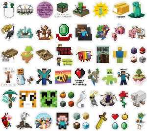 Video Game Minecraf_T Stickers 50 Pack, Waterproof Stickers for Laptop, Bumper, Water Bottles, Computer, Phone, Hard Hat, Perfect for Teens Girl Boy Adult (Minecra_Ft-50)