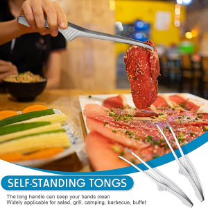 Nvanvmm Korean and Japanese BBQ Tongs -Standing Tongs Non- Cooking Utensils Steel Tongs