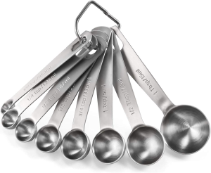 18/8 Stainless Steel Measuring Spoons: U-Taste Metal Measure Spoon Set of 6 Piece: 1/8 TSP, 1/4 TSP, 1/2 TSP, 1 TSP, 1/2 Tbsp & 1 Tbsp Dry and Liquid Ingredients, for Cooking Baking