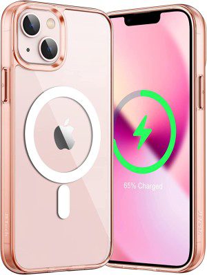 Jetech Magnetic Case for Iphone 13 6.1-Inch Compatible with Magsafe Wireless Charging, Shockproof Phone Bumper Cover, Anti-Scratch Clear Back (Clear)