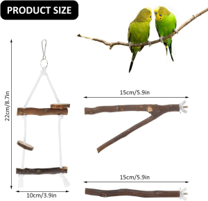 2/10Pcs Parrot Bird Perches Natural Wood Bird Stand Platform Wooden Exercise Climbing Paw Grinding Toy Birdcage Accessories(10Pc)