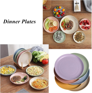 WANBY Lightweight Wheat Straw Plates Unbreakable Dinner Dishes Plates Set Dishwasher & Microwave Safe (Small 6 Pack 5.9′)