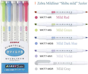 Zebra Mildliner Highlighter Pen Set, 25 Pastel Color Set