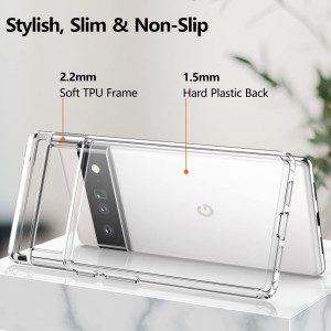 T Tersely Clear Case Cover for Google Pixel 6 Pro (6.7 Inch), Hard Back Slim Fit Shockproof Crystal TPU Bumper Protective Case Cover for Google Pixel 6 Pro – 6.7Inch