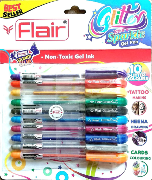 (1, Multi Colours) – Xtra Sparkle Glitter Gel 10 Colours Xtra Sparkle Gel Pen by Flair