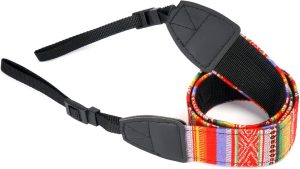 WANBY Camera Strap Canvas Rainbow Neck Shoulder Strap with Quick Release Buckles for DSLR SLR