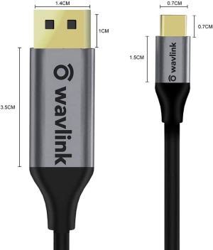 WAVLINK USB C to DP Cable, USB C to Displayport Converter 4K 60Hz Video with Type C/F Interface Computer/Notebook and More-Dp1.2 Version/1.8M (5.9 Feet)