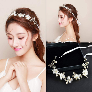 NEEWERS Bride Wedding Hair Vine Headband Gold Leaf Bridal Accessories for Women