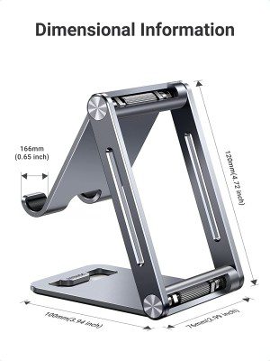 UGREEN Cell Phone Stand Adjustable Aluminum Mobile Phone Holder for Desk Compatible with Iphone 15 Pro Max 14 13 12 11 X 8 plus 6 7 6S, Samsung Galaxy S23 S22 S21 S20 S10 S9 Smartphone Foldable Grey