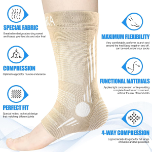 NEENCA Professional Ankle Brace Compression Sleeve (Pair), Ankle Support Stabilizer Wrap. Heel Brace for Achilles Tendonitis, Plantar Fasciitis, Joint Pain,Swelling,Heel Spurs, Injury Recovery, Sports