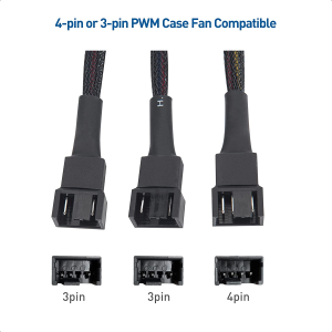 Cable Matters 2-Pack 3 Way 4 Pin PWM Fan Splitter Cable – 12 Inches