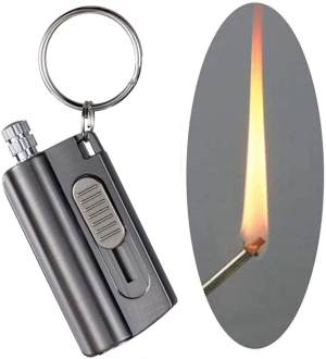 Permanent Match Lighter, Outdoor Portable Lighter Bottle Metal Keychain with Containing Cotton Core, Waterproof Match Bottle Opener Utility Knife EDC Emergency Matchstick Survival Flint Fire Starter