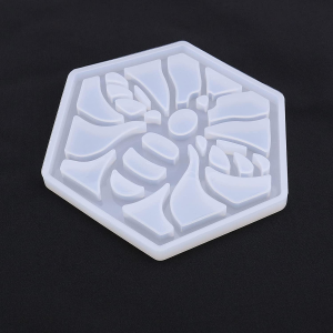 2PCS Bee Honeycomb Resin Coaster Moulds Cup Mat Silicone Casting Mould Hexagon Hollow Mould for Resin Polymer Clay Plaster Wax Craft Making Supplies